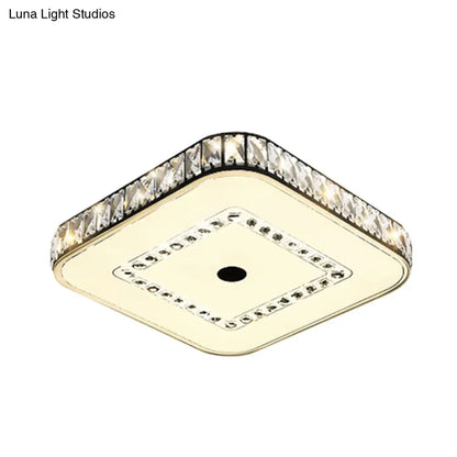 DecorBites™ DecorBites™ Square Flush Ceiling Light - Modern Rectangle-Cut Crystal LED - Black Fixture for Living Room