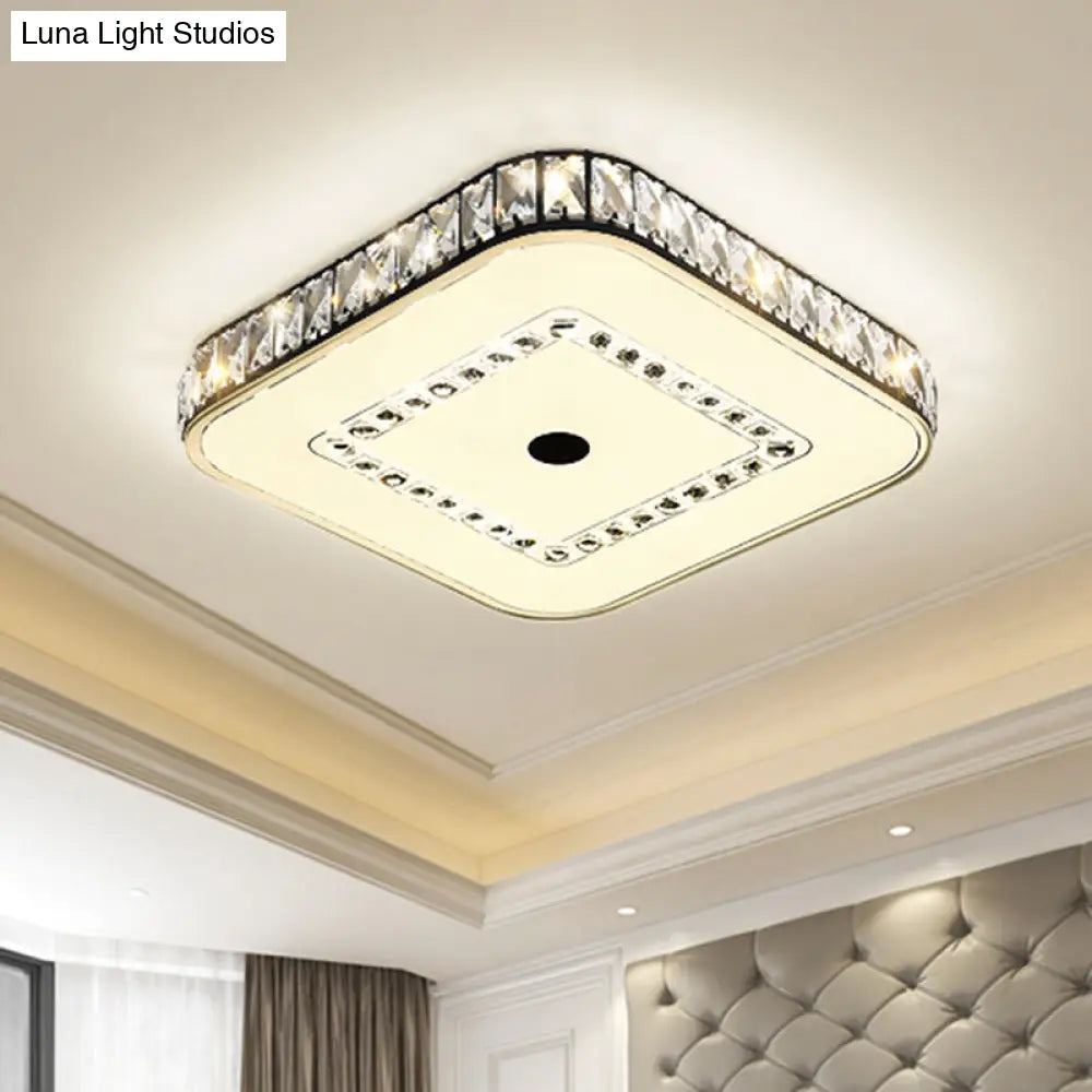 DecorBites™ DecorBites™ Square Flush Ceiling Light - Modern Rectangle-Cut Crystal LED - Black Fixture for Living Room