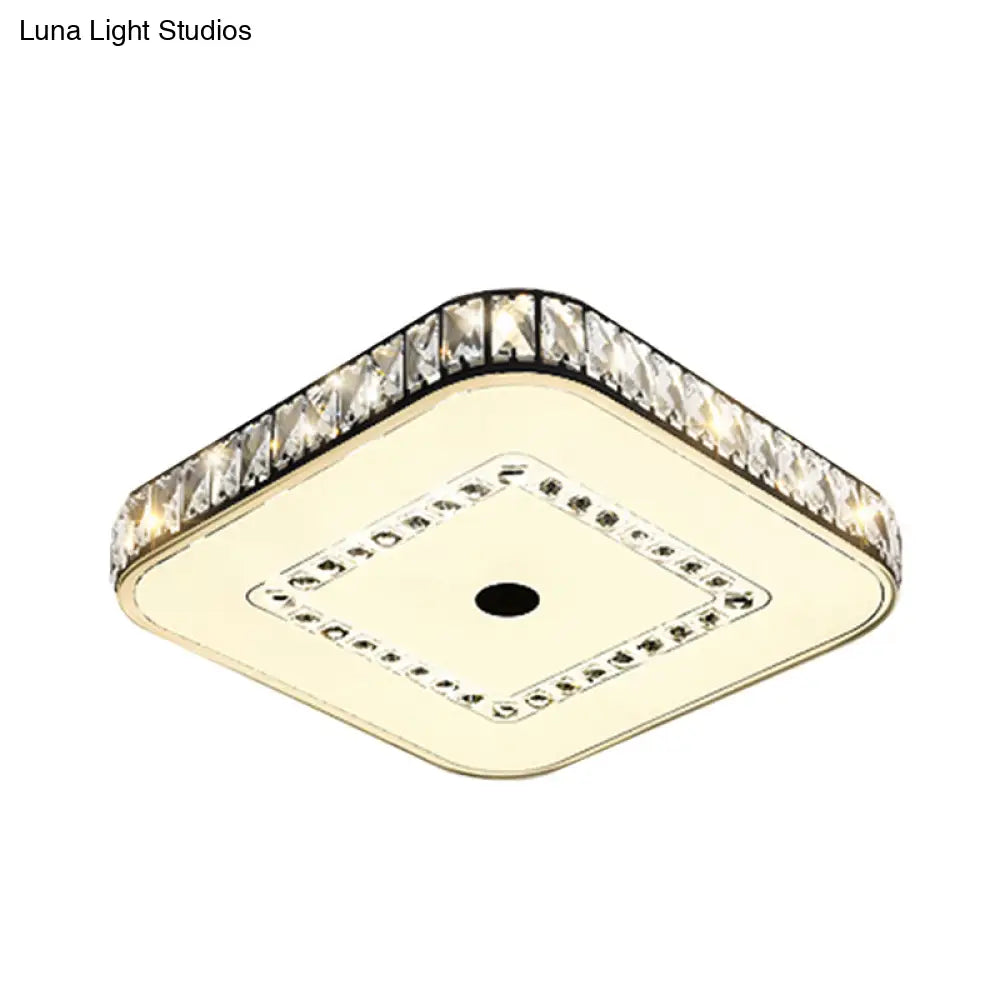 DecorBites™ DecorBites™ Square Flush Ceiling Light - Modern Rectangle-Cut Crystal LED - Black Fixture for Living Room