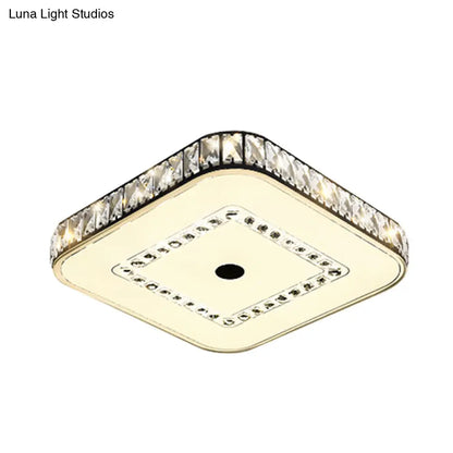 DecorBites™ DecorBites™ Square Flush Ceiling Light - Modern Rectangle-Cut Crystal LED - Black Fixture for Living Room