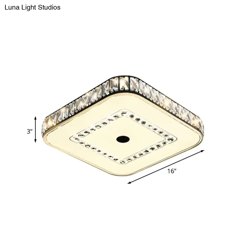 DecorBites™ DecorBites™ Square Flush Ceiling Light - Modern Rectangle-Cut Crystal LED - Black Fixture for Living Room