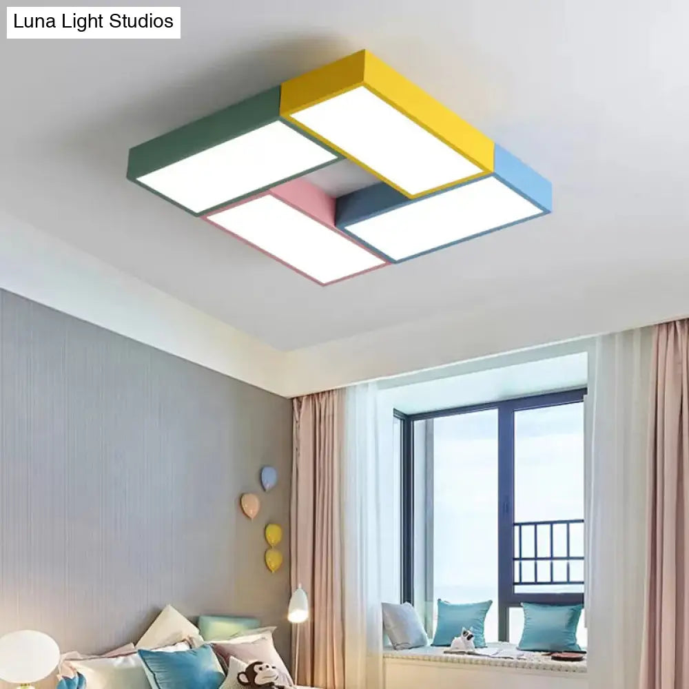DecorBites™ DecorBites™ Square Game Room Ceiling Mount Light: Acrylic Macaron Loft LED Ceiling Lamp