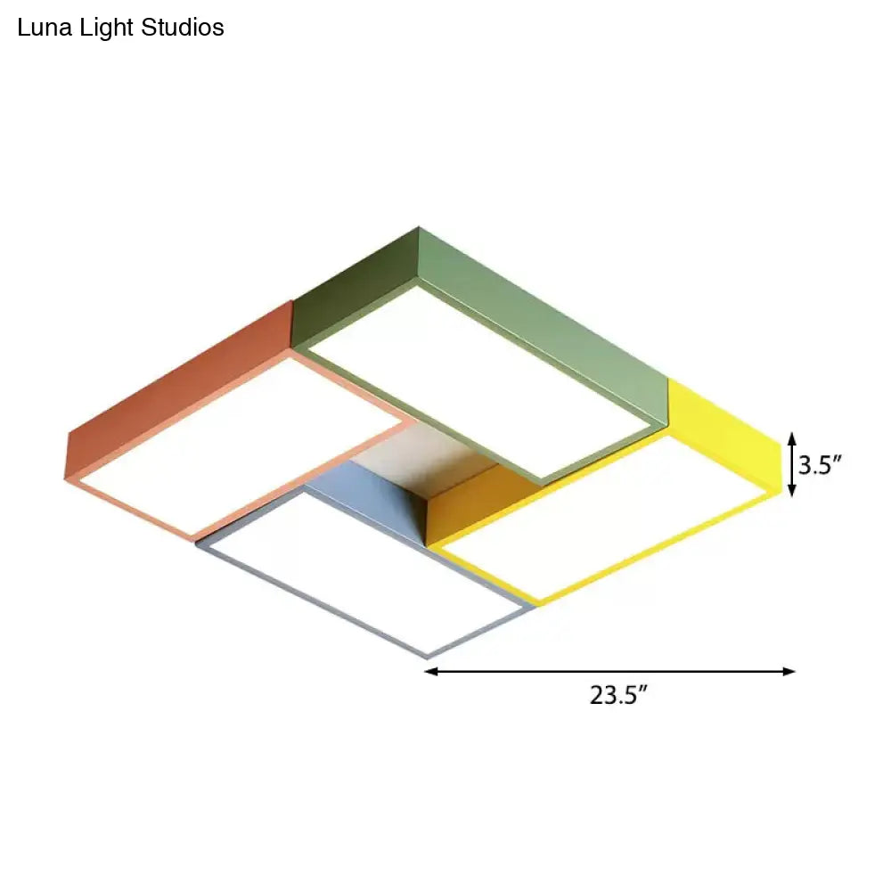 DecorBites™ DecorBites™ Square Game Room Ceiling Mount Light: Acrylic Macaron Loft LED Ceiling Lamp