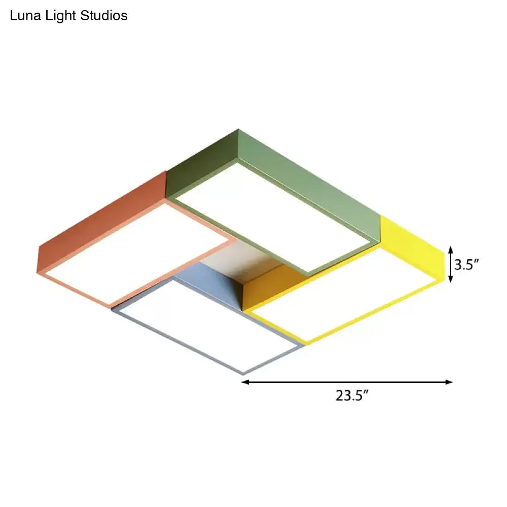 DecorBites™ DecorBites™ Square Game Room Ceiling Mount Light: Acrylic Macaron Loft LED Ceiling Lamp