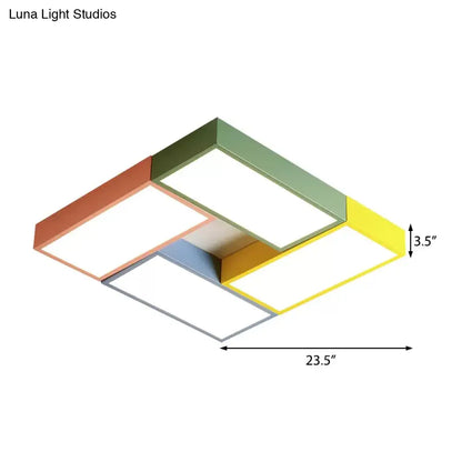 DecorBites™ DecorBites™ Square Game Room Ceiling Mount Light: Acrylic Macaron Loft LED Ceiling Lamp