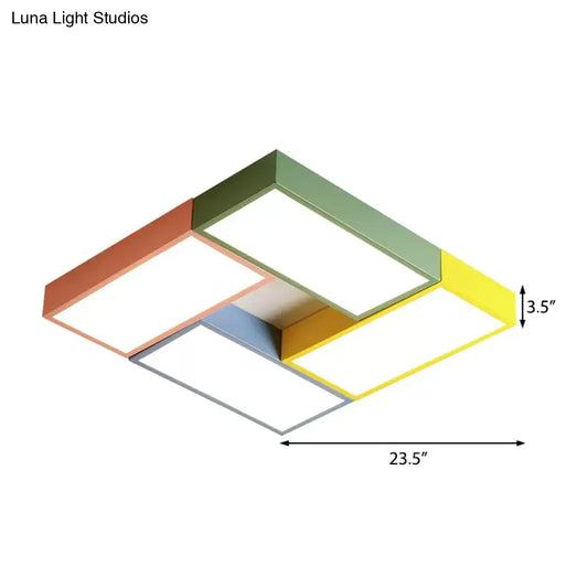 DecorBites™ DecorBites™ Square Game Room Ceiling Mount Light: Acrylic Macaron Loft LED Ceiling Lamp