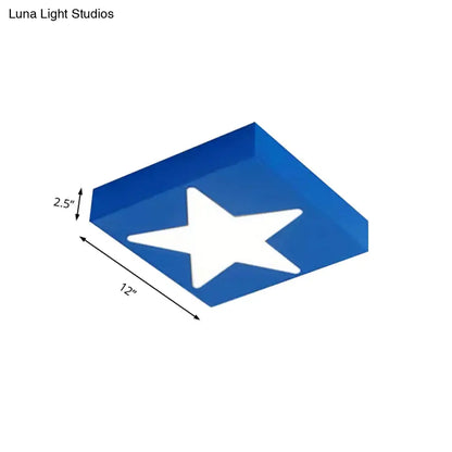 DecorBites™ DecorBites™ Square Metal Flush Ceiling Light with Star Design - Modern Lighting for Kid's Bedroom