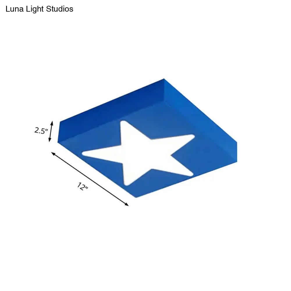 DecorBites™ DecorBites™ Square Metal Flush Ceiling Light with Star Design - Modern Lighting for Kid's Bedroom