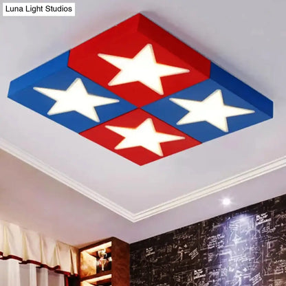 DecorBites™ DecorBites™ Square Metal Flush Ceiling Light with Star Design - Modern Lighting for Kid's Bedroom
