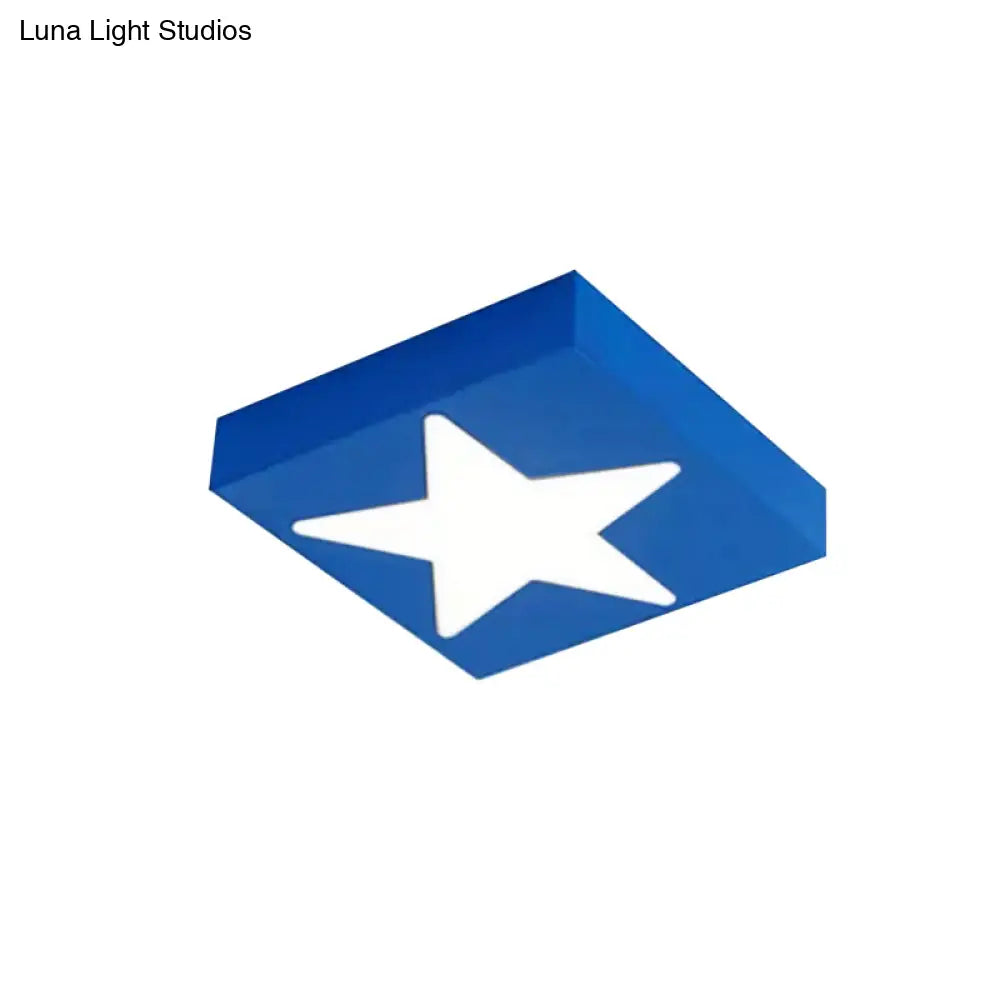 DecorBites™ DecorBites™ Square Metal Flush Ceiling Light with Star Design - Modern Lighting for Kid's Bedroom