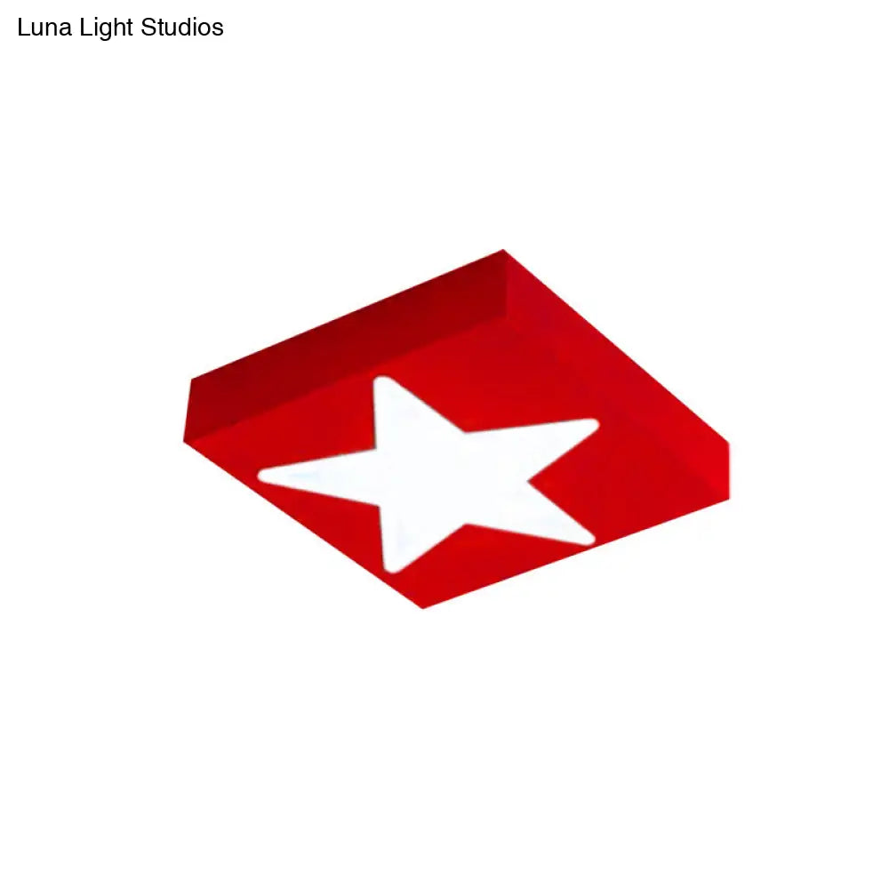 DecorBites™ DecorBites™ Square Metal Flush Ceiling Light with Star Design - Modern Lighting for Kid's Bedroom