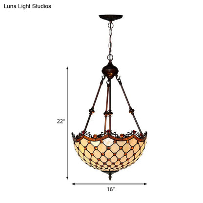 Stained Glass Beaded Chandelier - Baroque Design - White - 2/3 Lights - Suspended Corridor Lighting