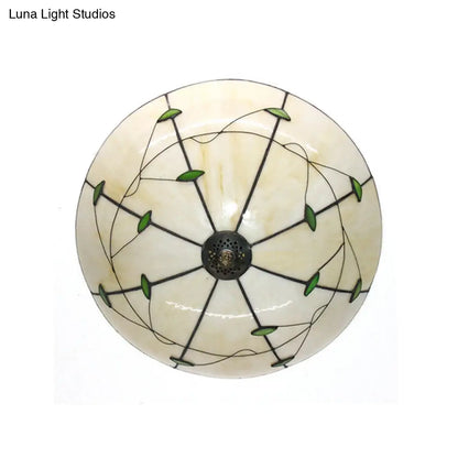 DecorBites™ DecorBites™ Stained Glass Bowl Flushmount Light with Rustic Charm for Indoor Living Room