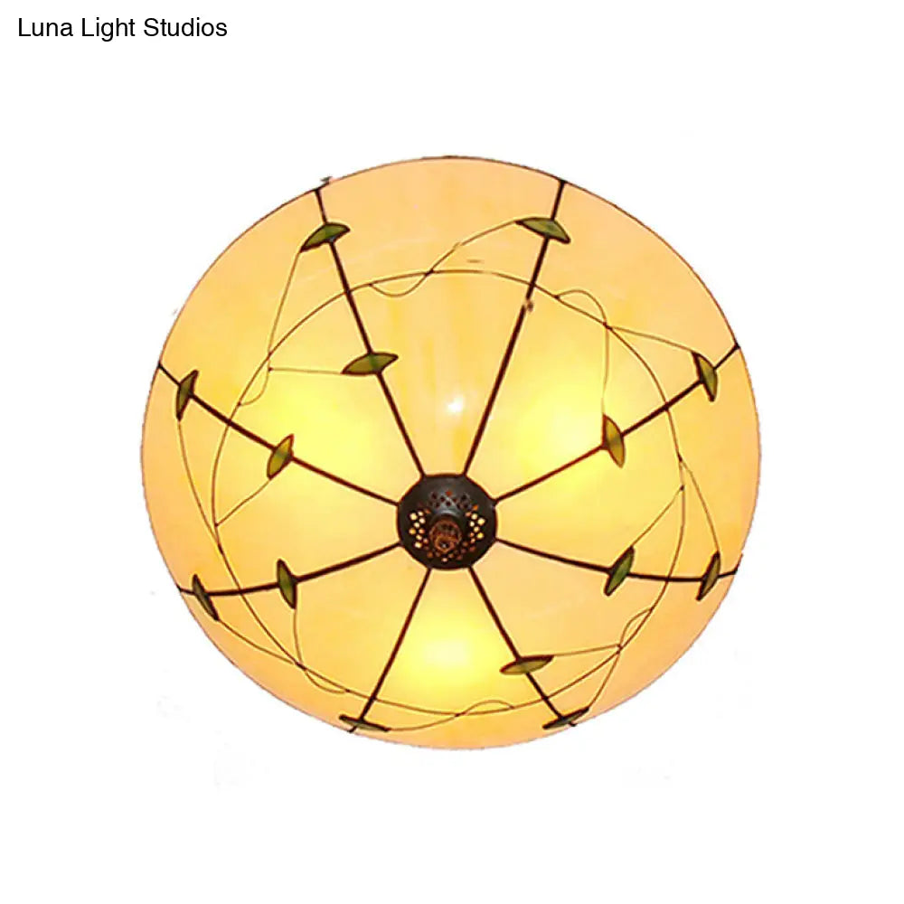 DecorBites™ DecorBites™ Stained Glass Bowl Flushmount Light with Rustic Charm for Indoor Living Room