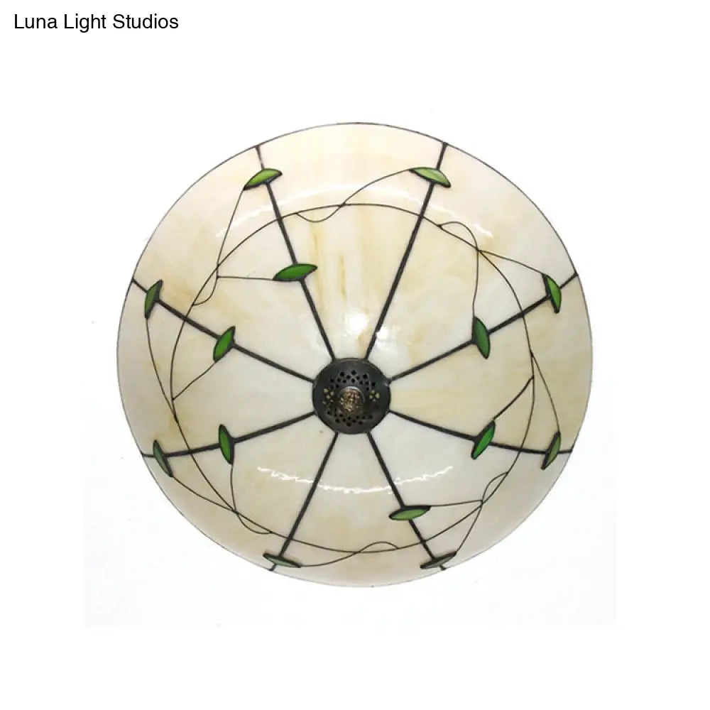 DecorBites™ DecorBites™ Stained Glass Bowl Flushmount Light with Rustic Charm for Indoor Living Room
