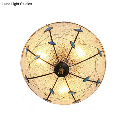 DecorBites™ DecorBites™ Stained Glass Bowl Flushmount Light with Rustic Charm for Indoor Living Room