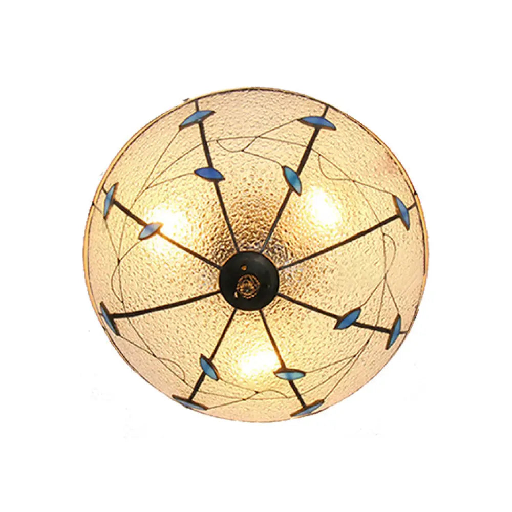 DecorBites™ DecorBites™ Stained Glass Bowl Flushmount Light with Rustic Charm for Indoor Living Room