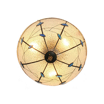 DecorBites™ DecorBites™ Stained Glass Bowl Flushmount Light with Rustic Charm for Indoor Living Room