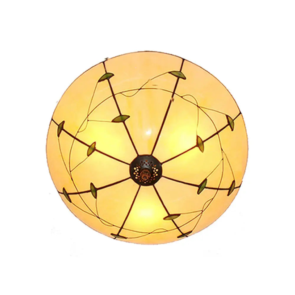 DecorBites™ DecorBites™ Stained Glass Bowl Flushmount Light with Rustic Charm for Indoor Living Room