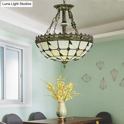 مصباح معلق على شكل وعاء من الزجاج الملون من DecorBites™ - تصميم Lodge Leaf، 3 مصابيح - إضاءة داخلية للمطبخ