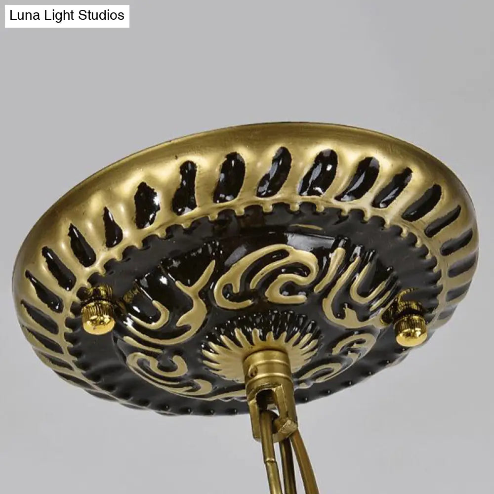 Lámpara de techo colgante de estilo mediterráneo con vitrales, disponible en 3, 5 u 11 luces, acabado en latón blanco y antiguo.