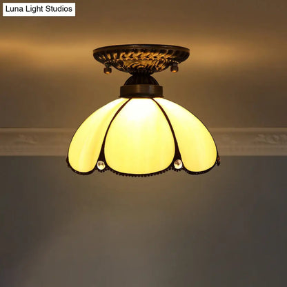 DecorBites™ DecorBites™ Stained Glass Dome Shade Semi Flush Mount Ceiling Light - Decorative 1-Light