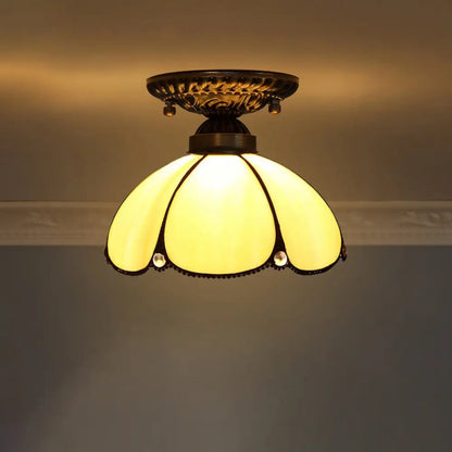 DecorBites™ DecorBites™ Stained Glass Dome Shade Semi Flush Mount Ceiling Light - Decorative 1-Light