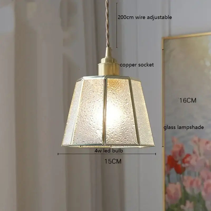 Stained glass floral pendant light with warm-toned hexagonal colorful glass copper shade and brass trim for kitchen decorbites colorful glass copper