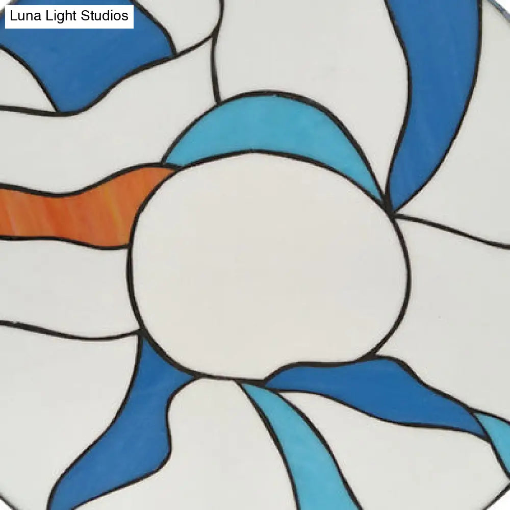 DecorBites™ DecorBites™ Stained Glass Flush Mount Ceiling Light in Modern Style - 16"/19.5" White Drum Shade for Living Room