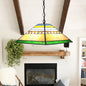 Stained Glass Pyramid Pendant Light - Tiffany-Style Hanging Lamp in a Vibrant Orange/Yellow Hue for Hallways