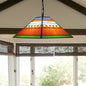 Stained Glass Pyramid Pendant Light - Tiffany-Style Hanging Lamp in a Vibrant Orange/Yellow Hue for Hallways