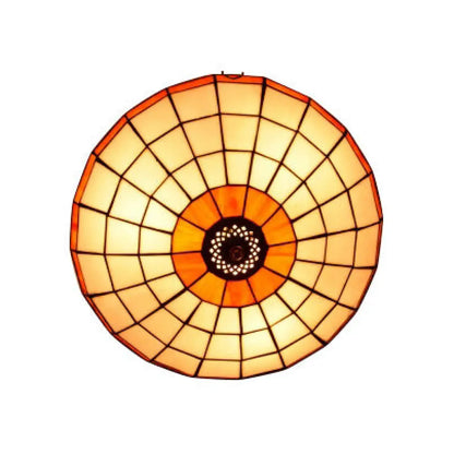 DecorBites™ DecorBites™ Stained Glass Round Ceiling Light Lodge Fixture - 12"/16"/19.5" - Flush Mount - Orange/Blue - Bedroom Lighting
