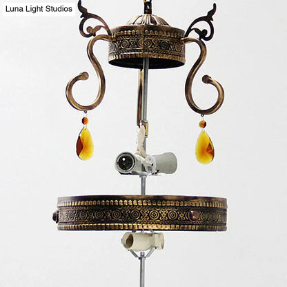 Stained Glass Tiffany Dragonfly Chandelier - 6 Lights in Red/Yellow/Green for Dining Room