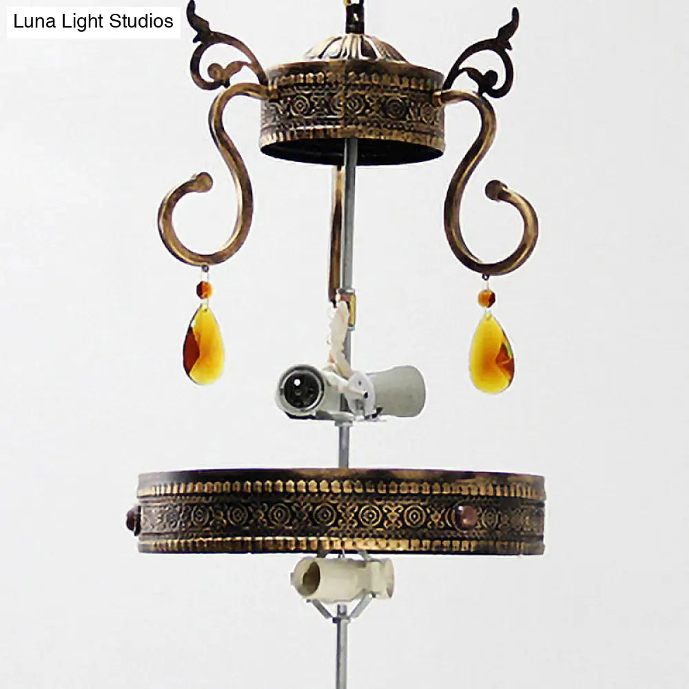 Stained Glass Tiffany Dragonfly Chandelier - 6 Lights in Red/Yellow/Green for Dining Room