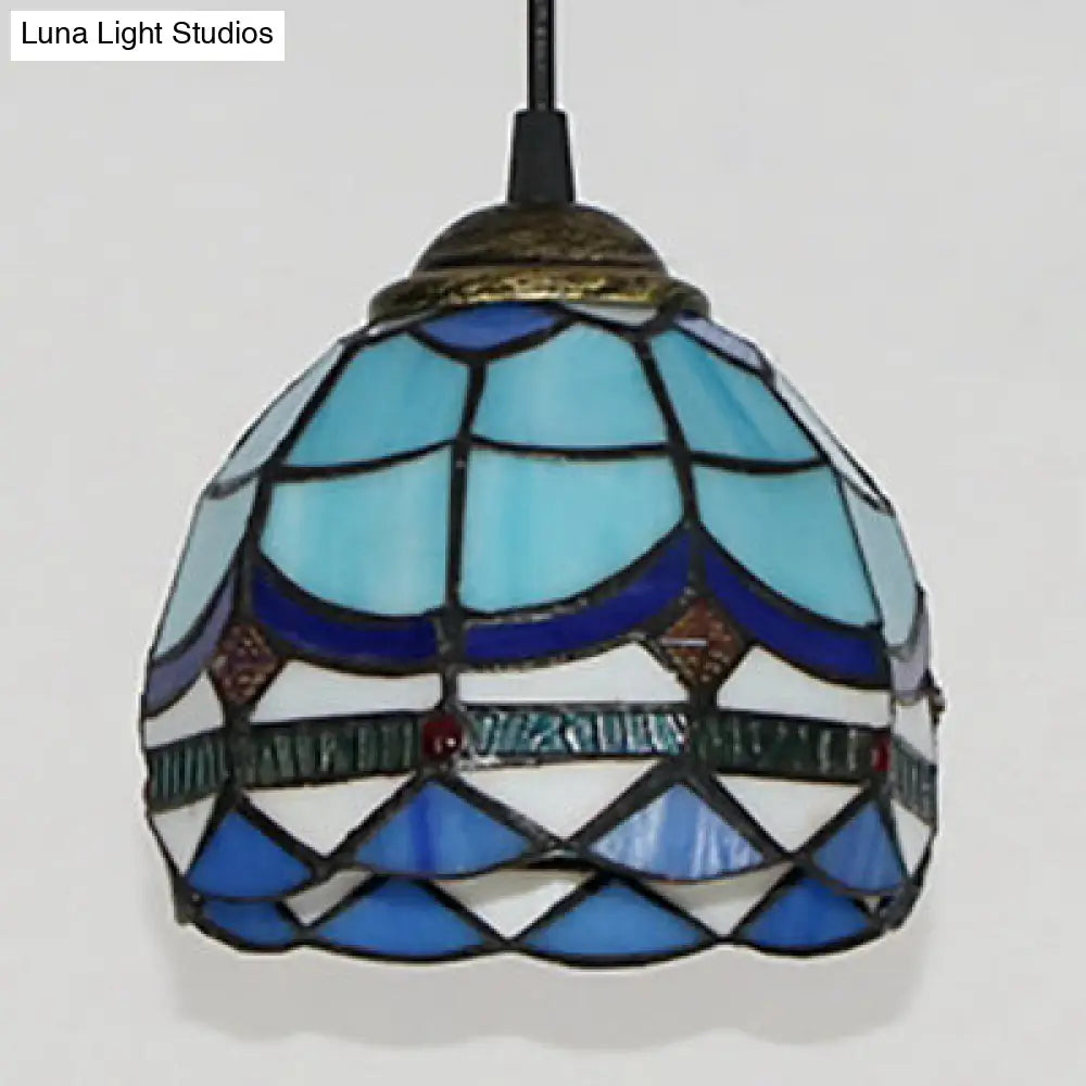 Stained Glass Tiffany Mini Pendant Light - Black Finish