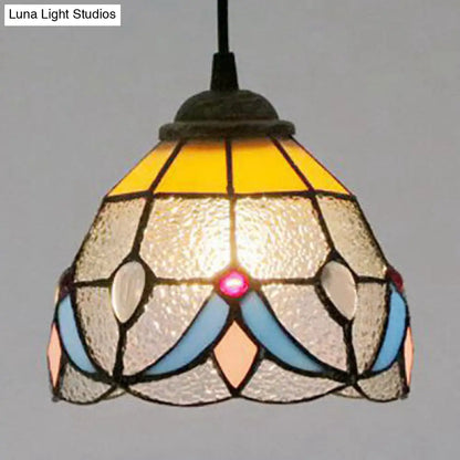 Stained Glass Tiffany Mini Pendant Light - Black Finish