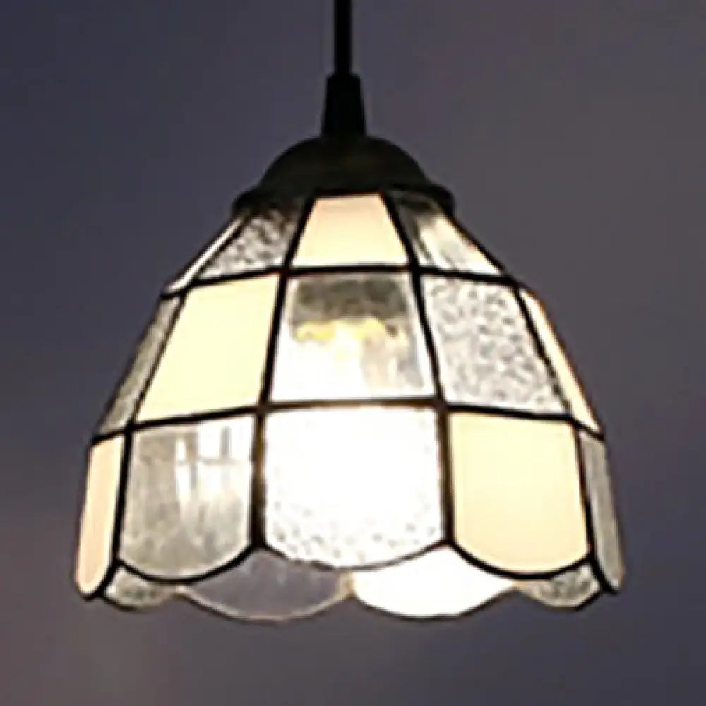 Stained Glass Tiffany Mini Pendant Light - Black Finish