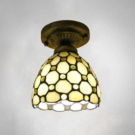 DecorBites™ DecorBites™ Stained Glass Vintage Dome Ceiling Light Fixture for Corridor - Semi Flush, Includes 1 Bulb