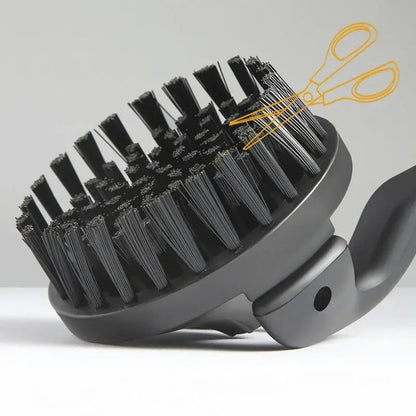 Black bristle coffee maker brush with sturdy ergonomic handle and dense angled bristles for effective cleaning