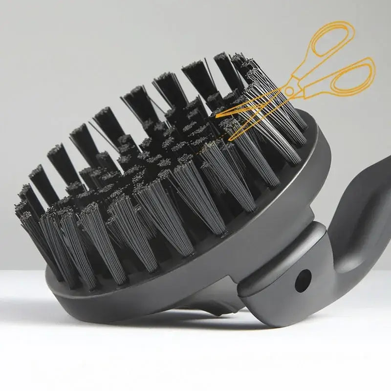 Black bristle coffee maker brush with sturdy ergonomic handle and dense angled bristles for effective cleaning