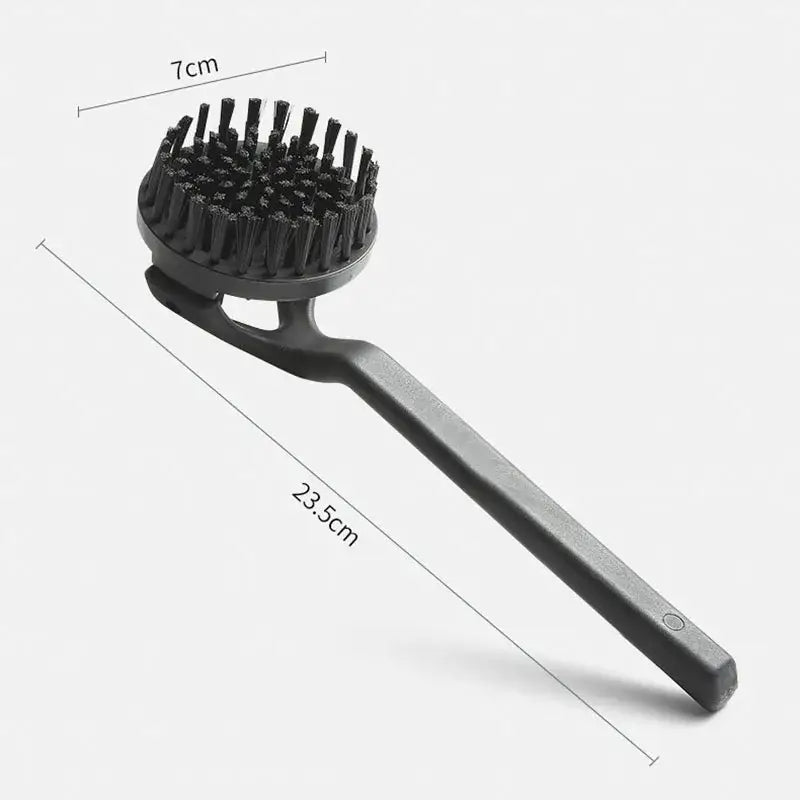 Black plastic coffee maker brush with dense stiff bristles and long handle for stainless steel adjustable coffee maker cleaning