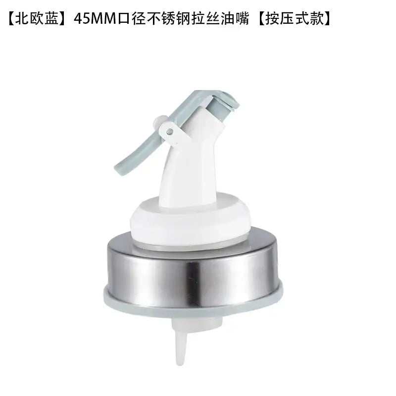 Stainless steel bottle cap stopper with a 45mm pull-style cap stopper and white blue lever kitchen nozzle