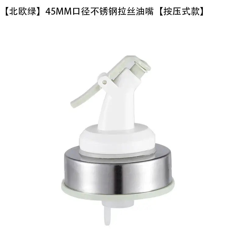 White plastic and stainless steel 45mm push-style bottle cap stopper with colored handle and brushed metal base