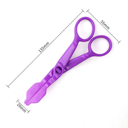 Purple plastic craft scissors 135mm length 20mm blade width suitable for cake piping nail and kitchen pastry decorating tools