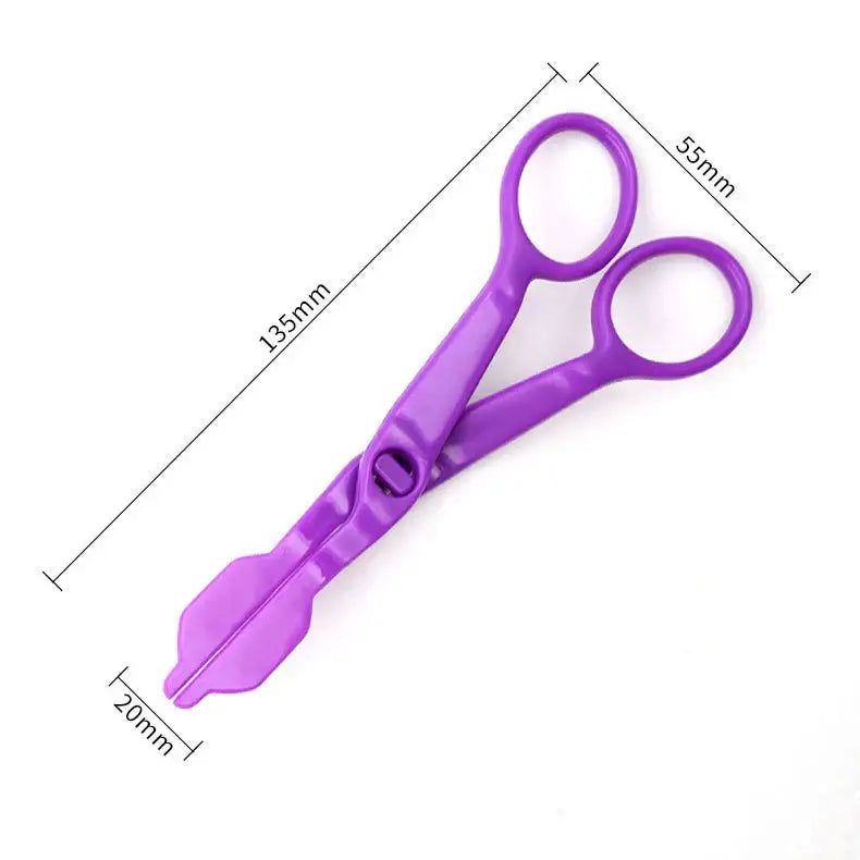 Purple plastic craft scissors 135mm length 20mm blade width suitable for cake piping nail and kitchen pastry decorating tools