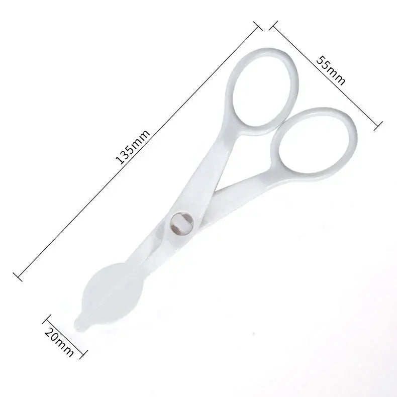 White plastic scissors with rounded handles for use with stainless steel cake piping nail set kitchen pastry decorating tools