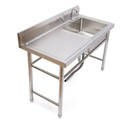 Stainless steel commercial kitchen sink with left platform and faucet - Decorbites