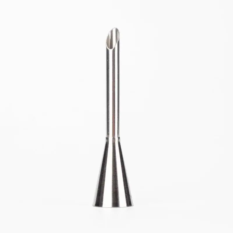 Stainless steel dessert puff cream nozzle set with a sleek oval opening for precise puff cream decoration