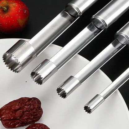 Set of four stainless steel serrated fruit core remover slicers from decorbites fruit core kitchen tool set