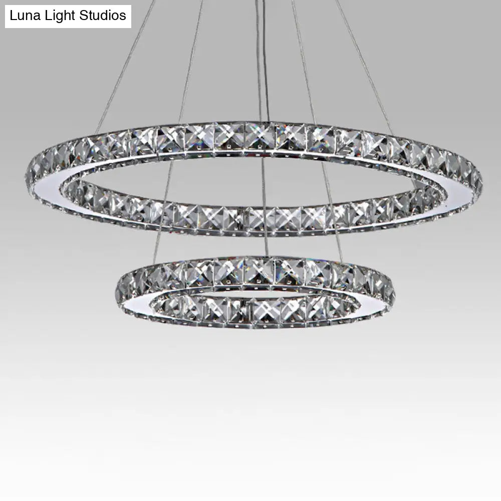 Stainless Steel Interlace Rings Pendant Light for Modern Bedrooms